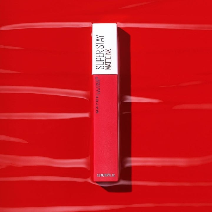 Maybelline liquid lipstick against red background