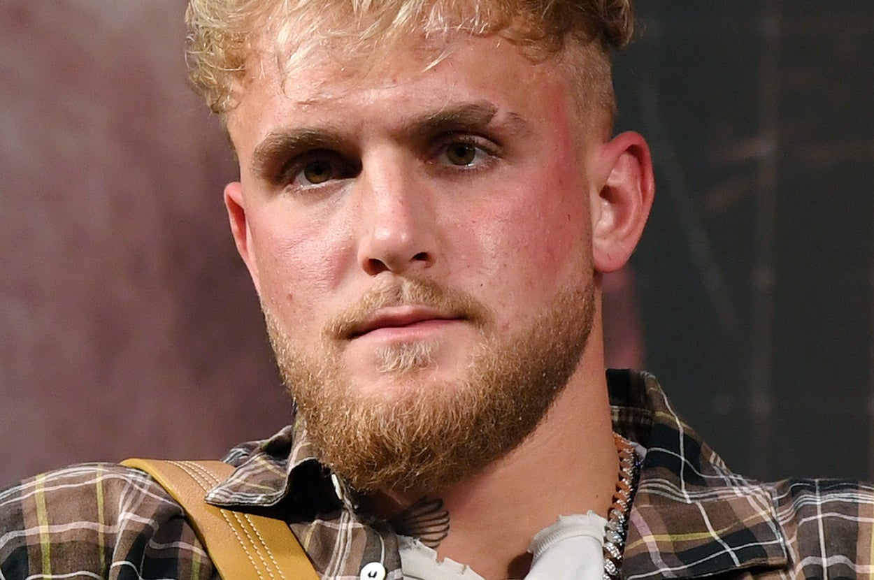 Jake Paul at a boxing match press conference in March 2021