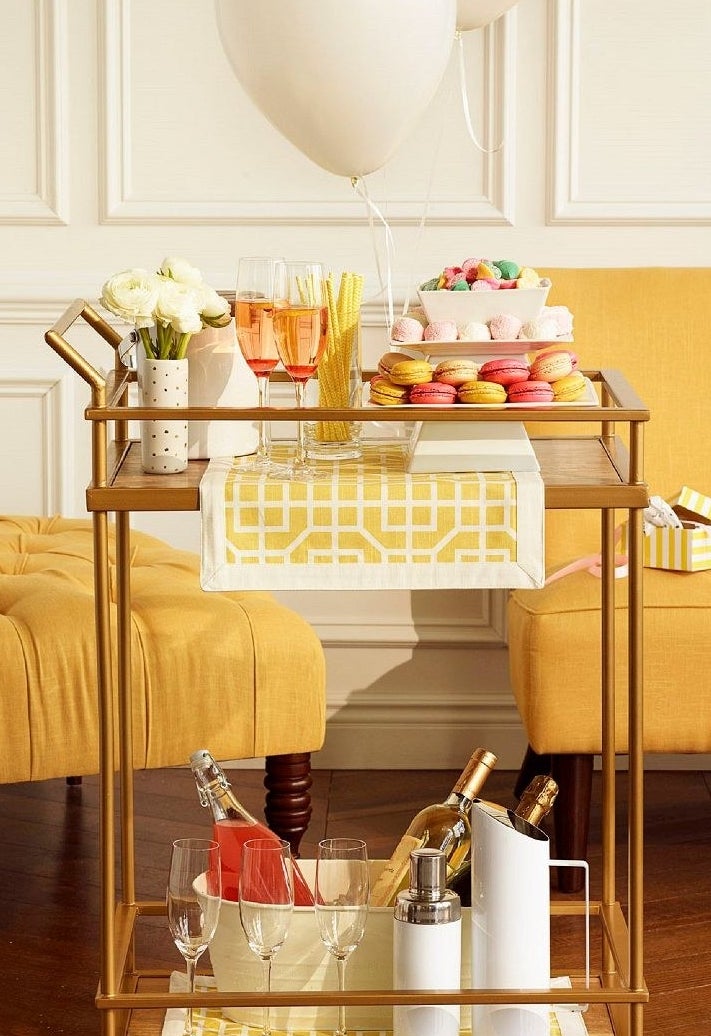 bar cart with drinks on it 