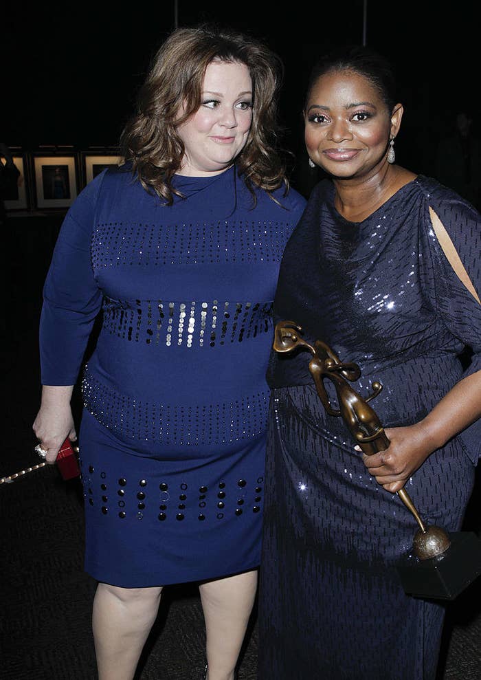 Melissa McCarthy (L) and Octavia Spencer, winner of the Breakthrough Performance award, attend The 23rd Annual Palm Springs International Film Festival Awards Gala