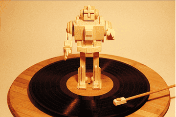 Robot on spinning record