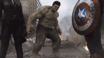 Hulk smashing buildings