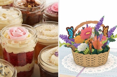 cupcakes in jars and a floral 3d card