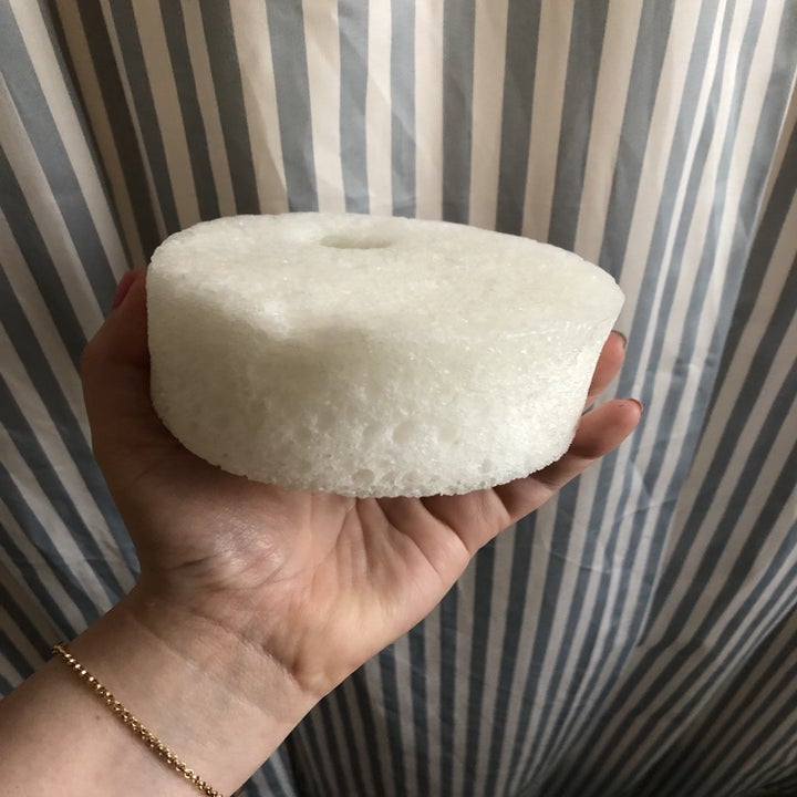 buzzfeed editor with the bulky, round sponge in their hand