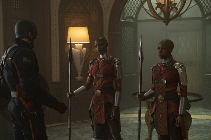 Two of the Dora Milaje warriors (Florence Kasumba and Zola Williams) in the latest episode of &quot;The Falcon and the Winter Soldier&quot; 
