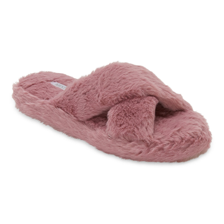 One of the slippers in pink