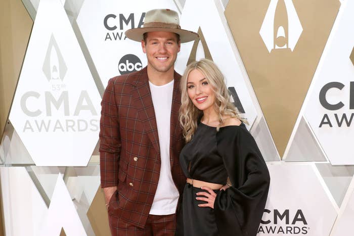 Colton and Cassie posing on the red carpet at the 53rd CMA Awards