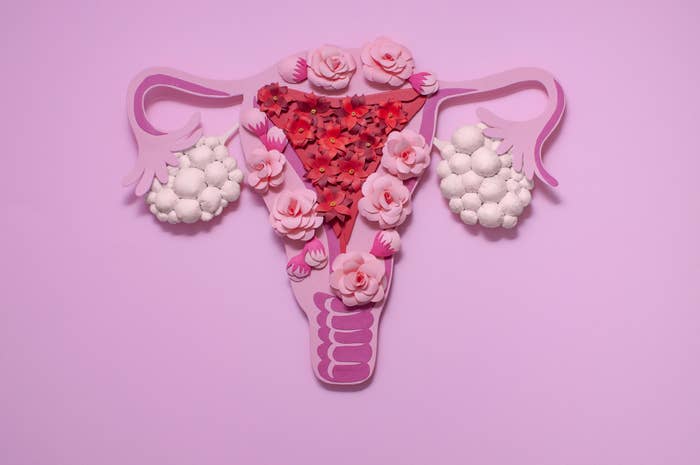 Concept polycystic ovary syndrome, PCOS. Paper art