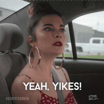 Gif of Alexis Rose saying &quot;Not Safe&quot;