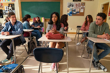 Ben, Devi, and Paxton in class in Never Have I Ever Season 2