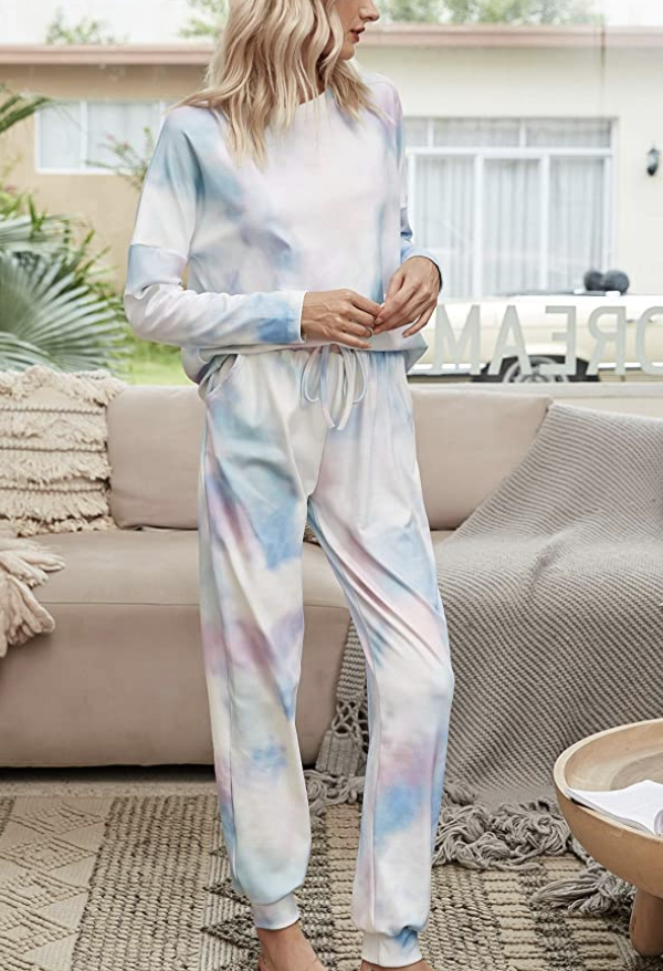 person wearing the set in a room