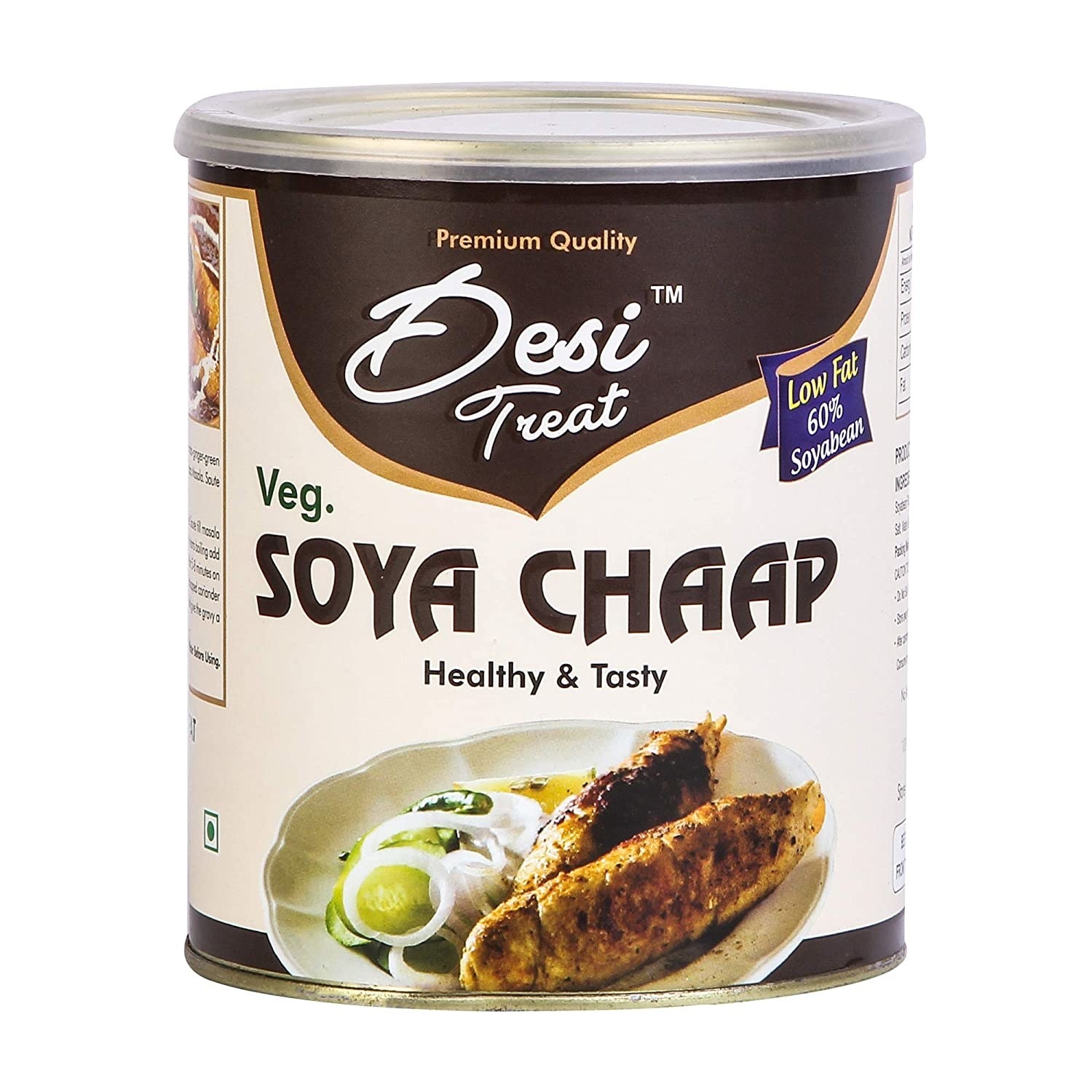 A tin of Soya Chaap 