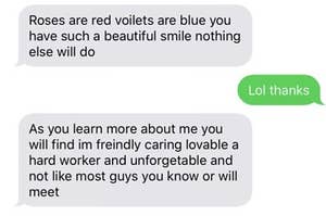 A creepy coworker flirting with a younger woman over text