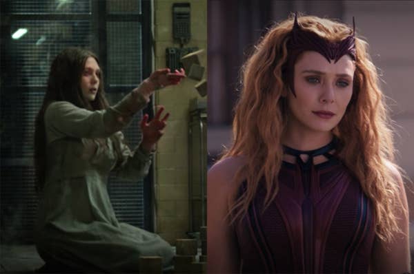 Wanda went from a scared girl with long, brown hair to a confident hero with shoulder-length red waves