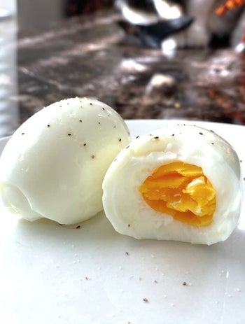 soft-boiled egg sliced down the middle