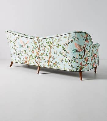 The back of the sofa which is entirely floral