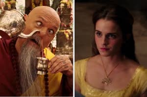 Ben Kinglsey as Guru Tugginmypudha in "The Love Guru" and Emma Watson as Belle in "Beauty and the Beast"