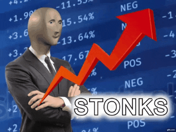 STONKS on top of stock market percentages