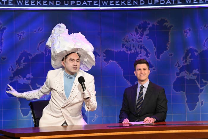 Bowen Yang as the iceberg that sank the Titanic on Weekend Update