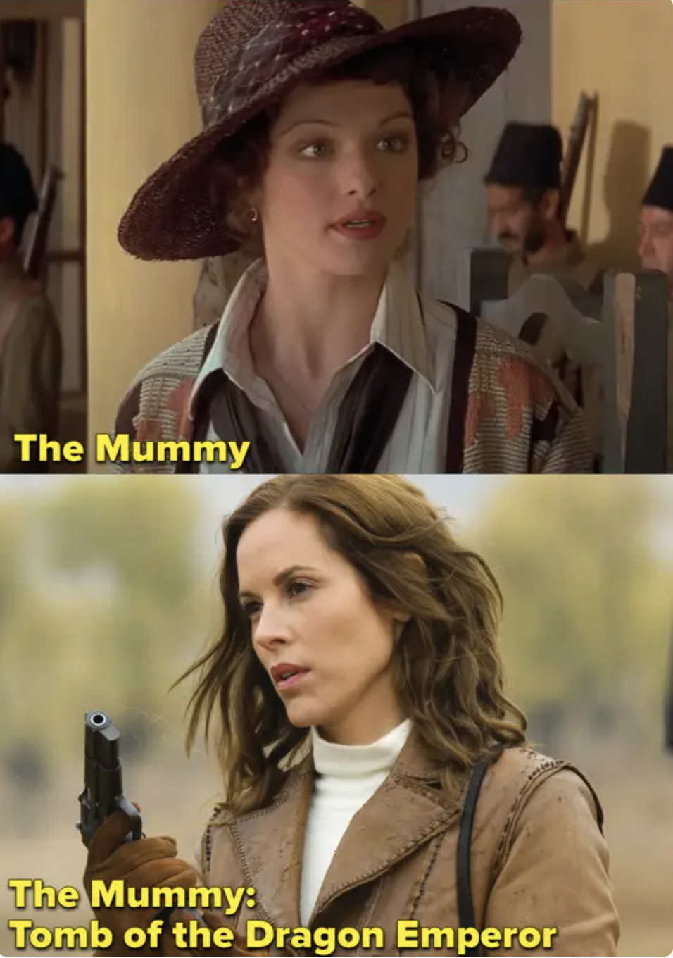 Weisz in the mummy and Bello in the last film