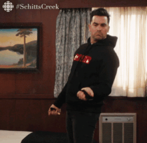 GIF of David from &quot;Schitt&#x27;s Creek&quot; saying &quot;Are those sweatpants?&quot;