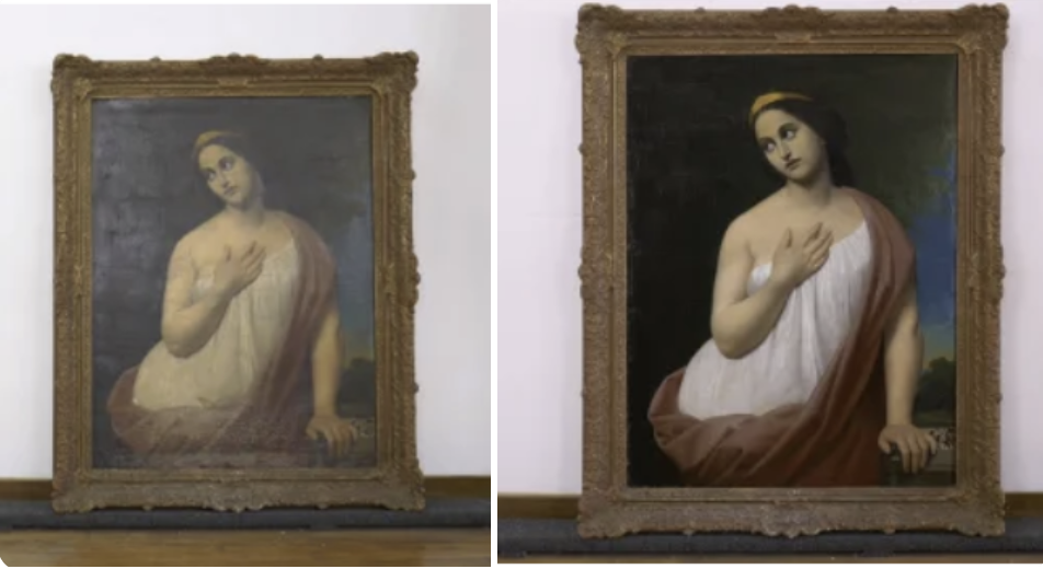The painting is dramatically improved in the second photo