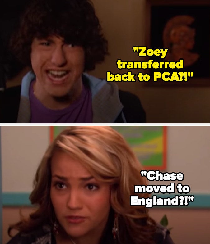 Chase says &quot;Zoey transferred to PCA?&quot; and Zoey says &quot;Chase moved to England?&quot;