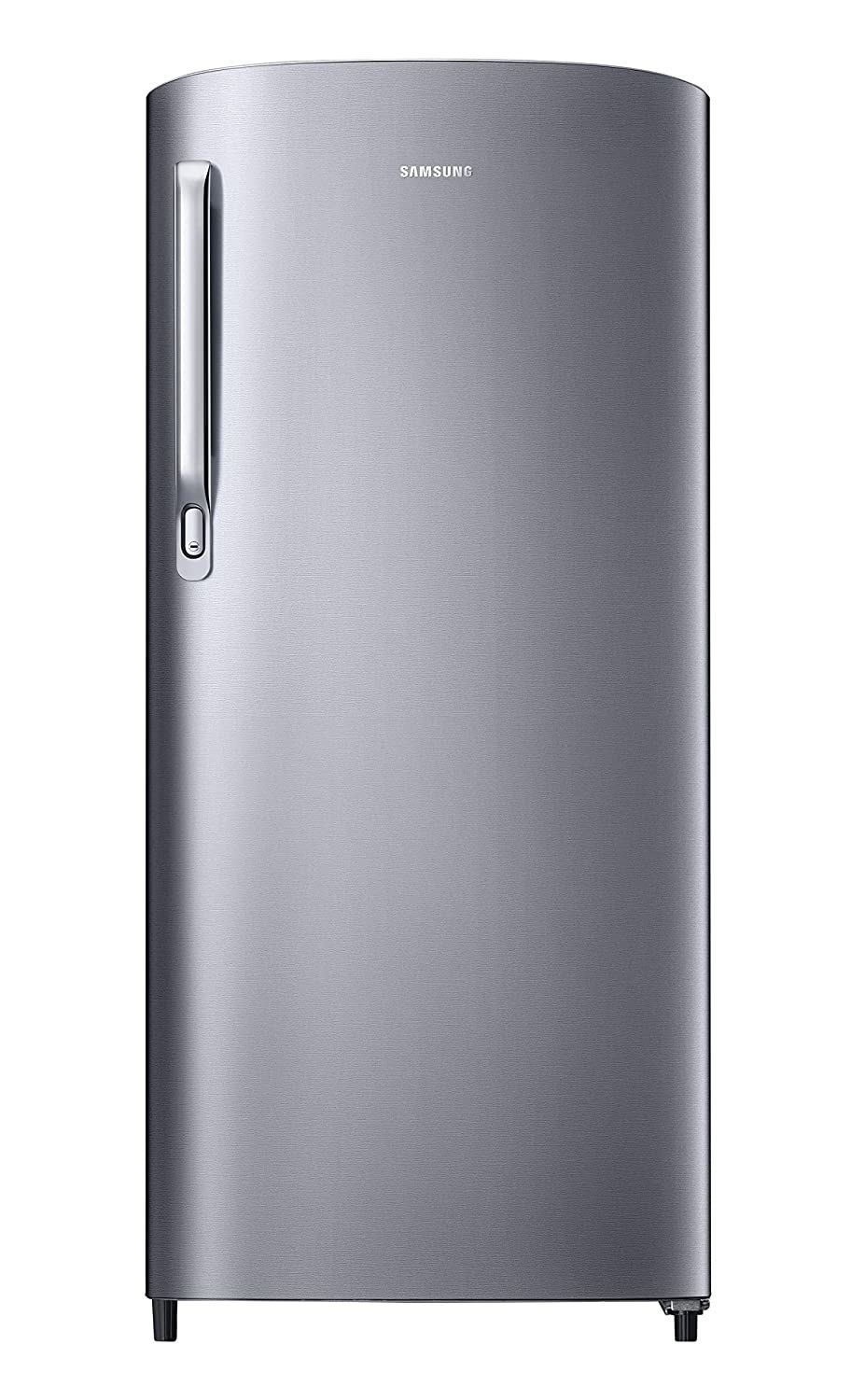 A silver refrigerator