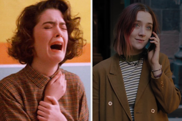Woman sobbing next to Lady Bird calling her mom at the end of the movie