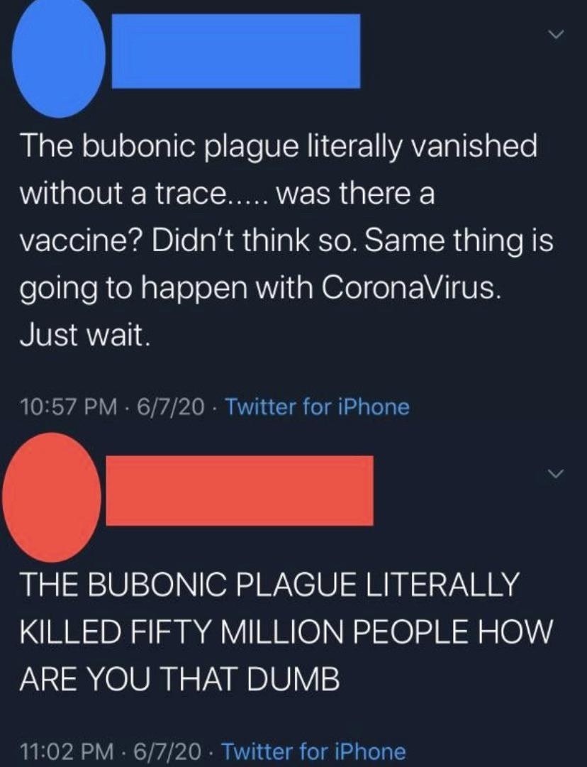 tweet about the plague killing a bunch of people
