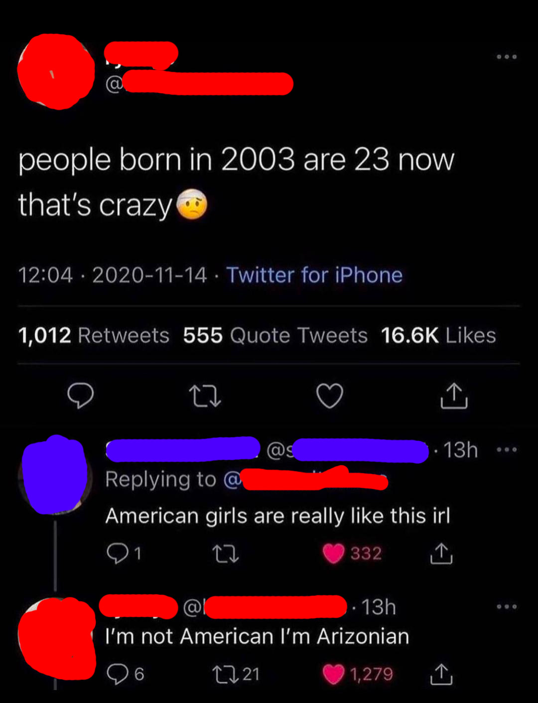 person saying people born in 2003 are 23 now