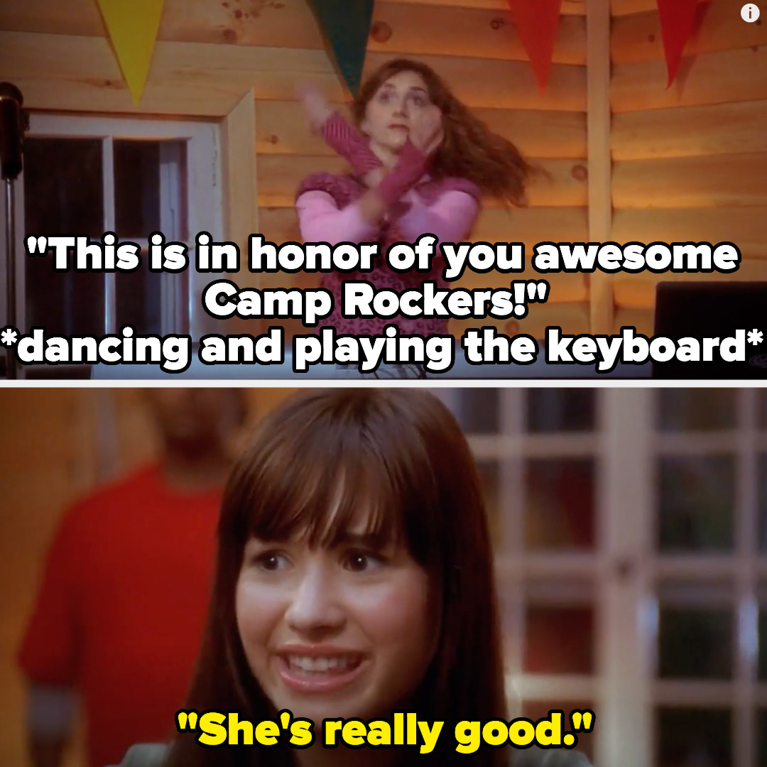 Caitlyn: &quot;This is in honor of you awesome Camp Rockers!&quot; *dancing and playing the keyboard — Mitchie: &quot;She&#x27;s really good&quot;