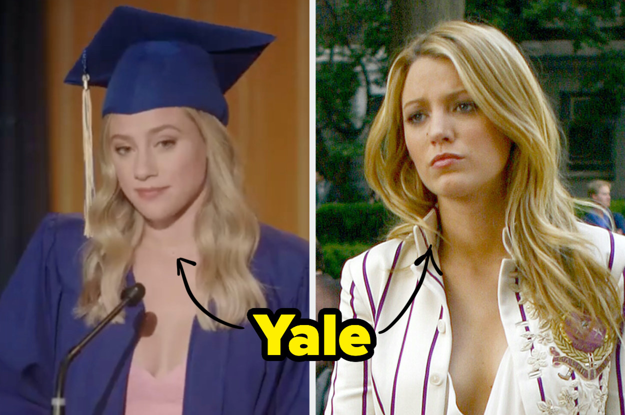 &quot;Yale&quot; an arrows pointing to Betty Cooper and Serena van der Woodsen