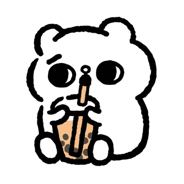 A bear drinks boba
