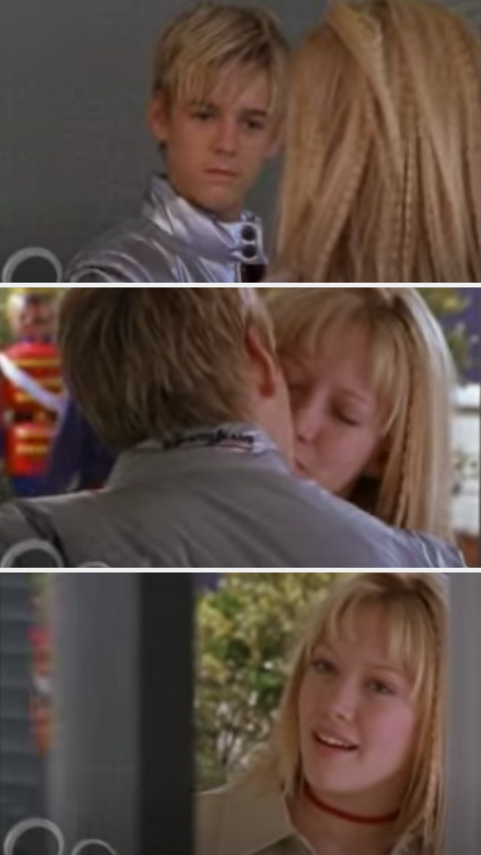 Aaron looks at Lizzie and they kiss, then Aaron shuts the door
