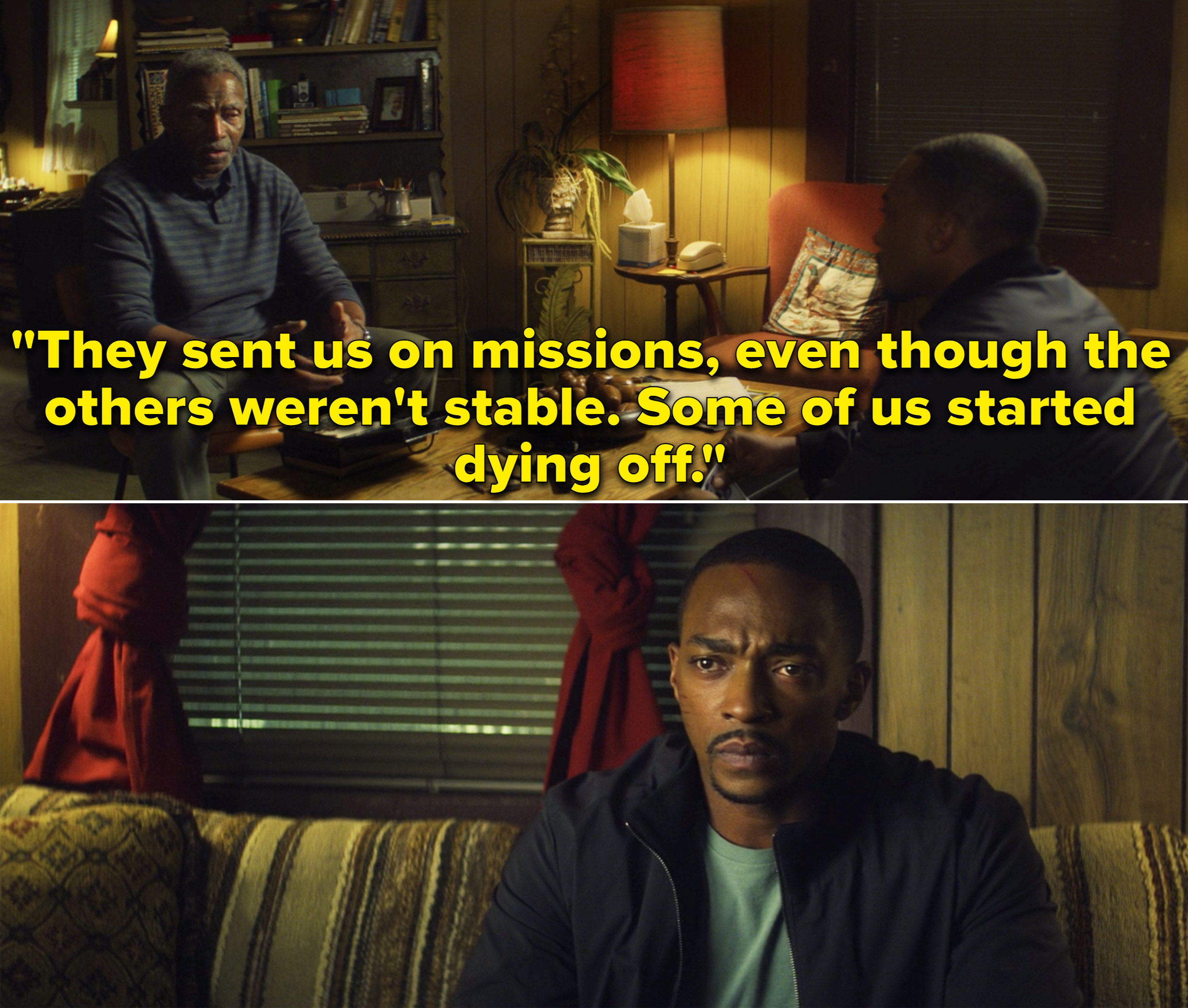 Isaiah telling Sam, &quot;They sent us on missions, even though the others weren&#x27;t stable. Some of us started dying off&quot;