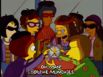 A GIF from &quot;The Simpsons&quot; that says, &quot;Oh, man! I got the munchies&quot;