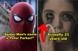 Side-by-side of Spider-Man and the fake child from "Orphan"