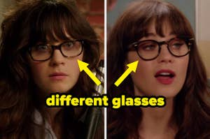 jess wearing square glasses and jess wearing round glasses
