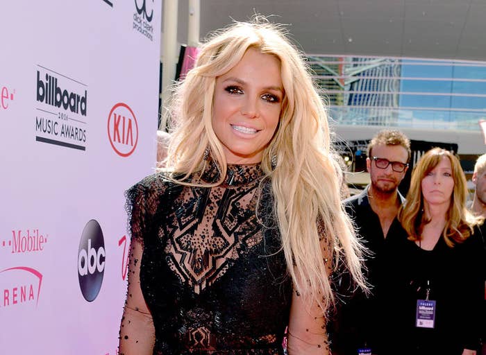 Britney wearing a black sleeveless outfit at the 2016 Billboard Music Awards