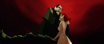Rasputin dropping Anastasia off the edge of a cliff