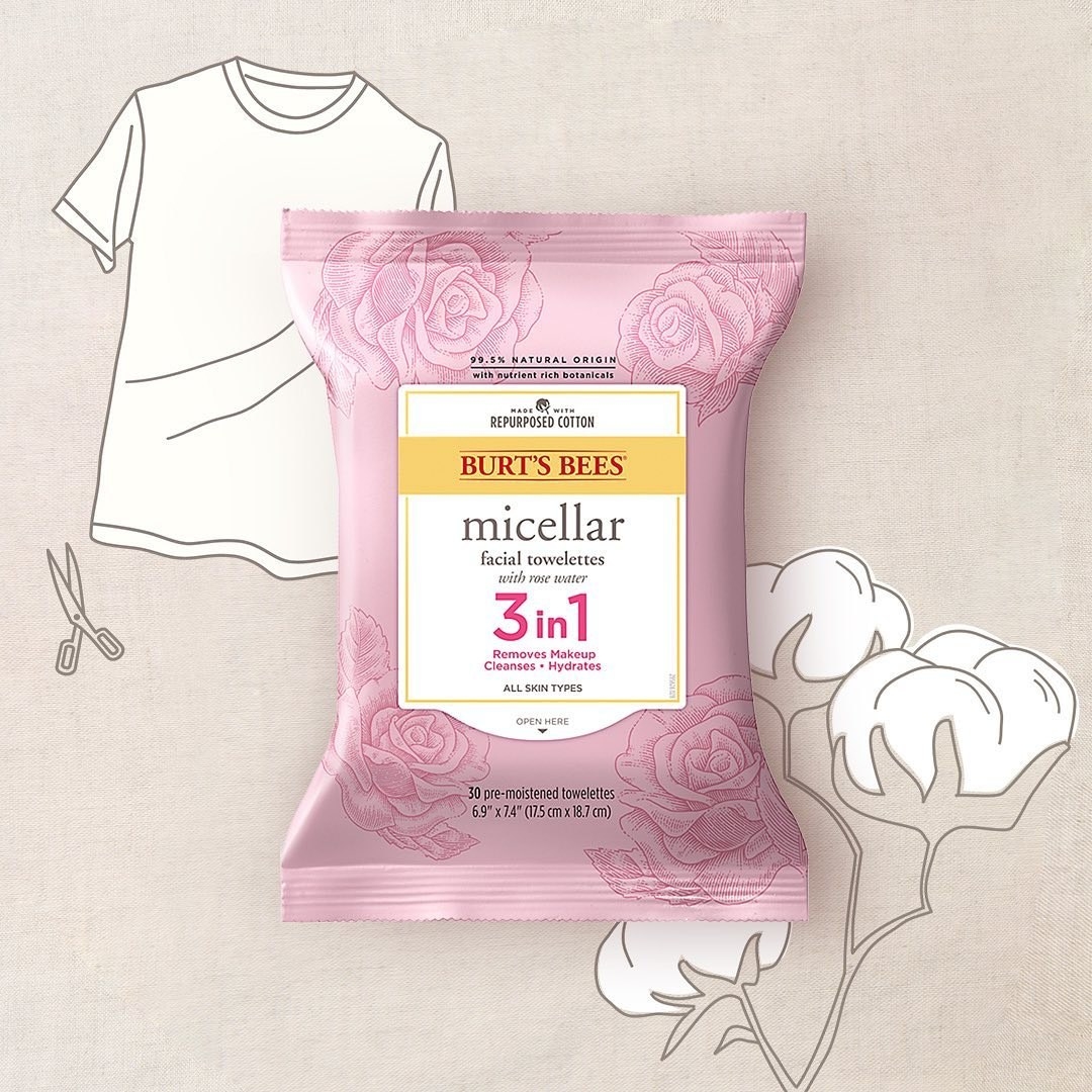 Burt&#x27;s Bees micellar wipes on floral drawing background