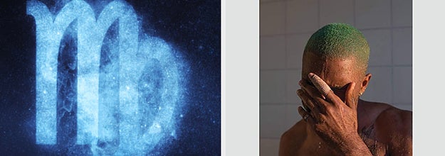 A Virgo sign is on the left with Frank Ocean's 
