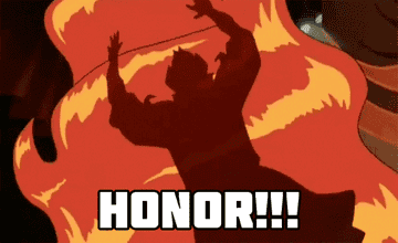 GIF from Avatar: The Last Airbender of a man shouting &quot;honor&quot;