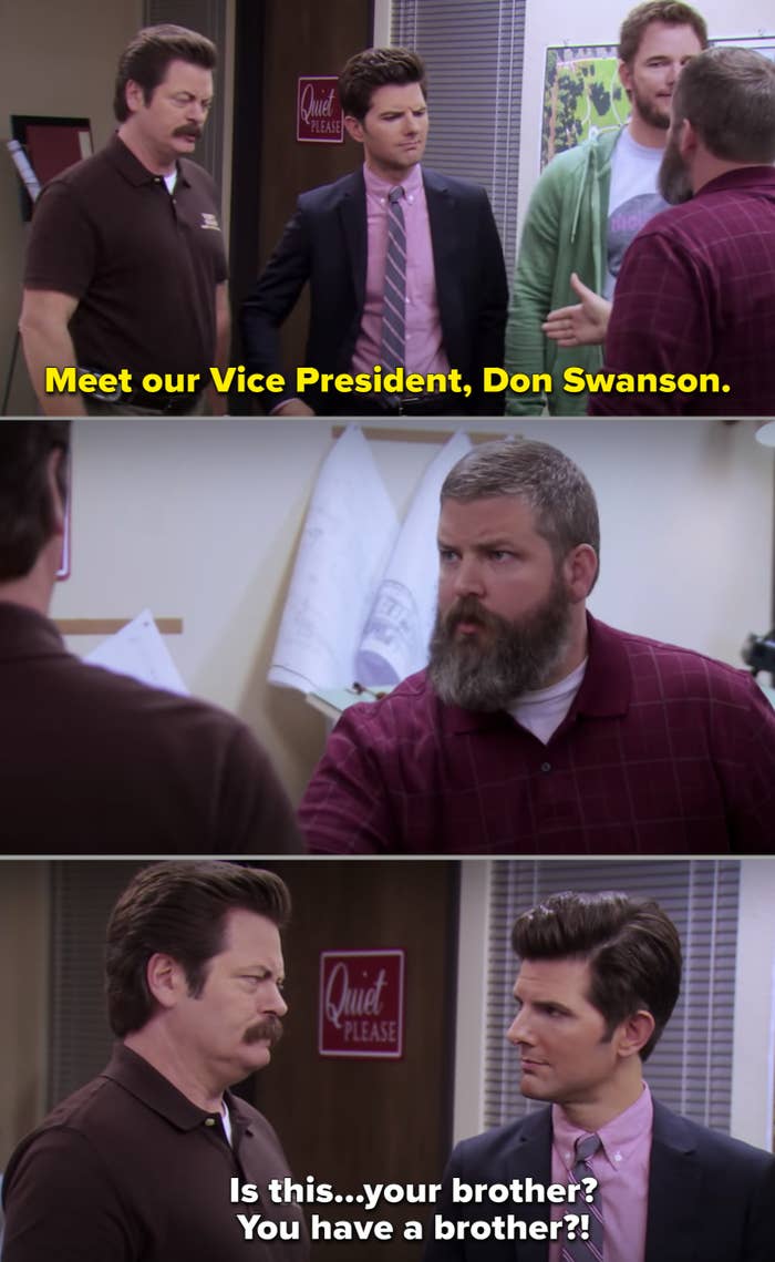 Ron Swanson introducing his brother Don