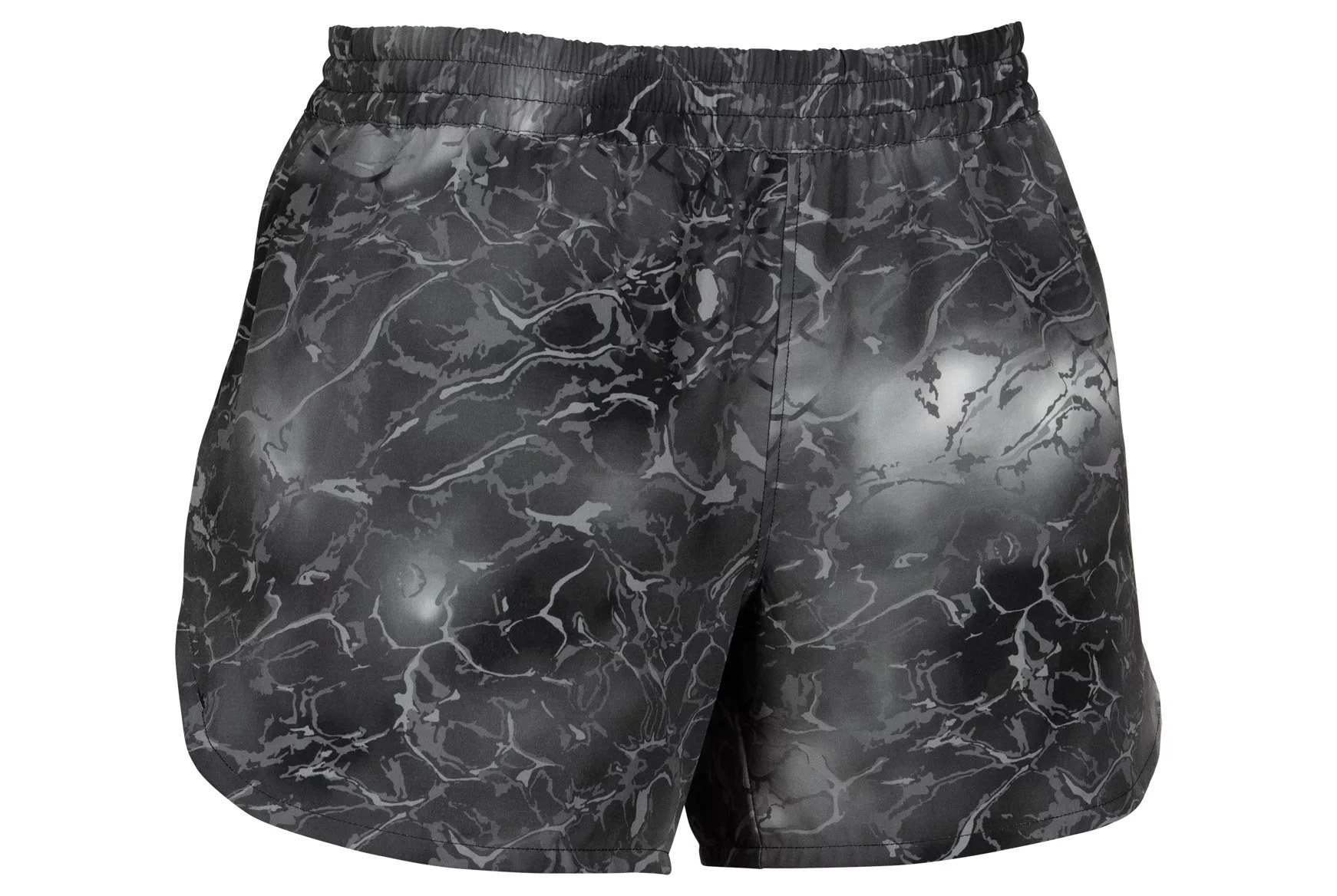 The shorts in a black and white watercolor pattern