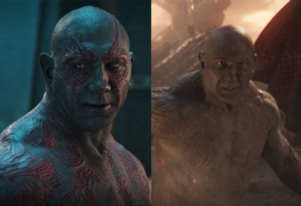 Drax&#x27;s character makeup is subtly different between the two