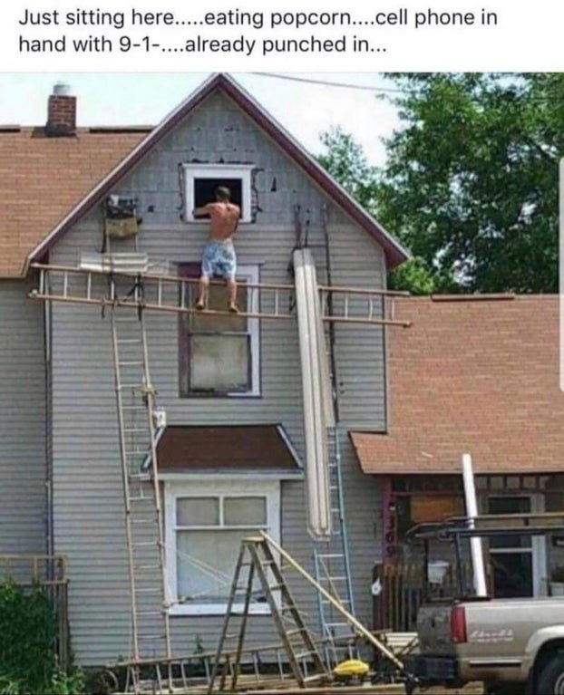 unsafe ladder placement