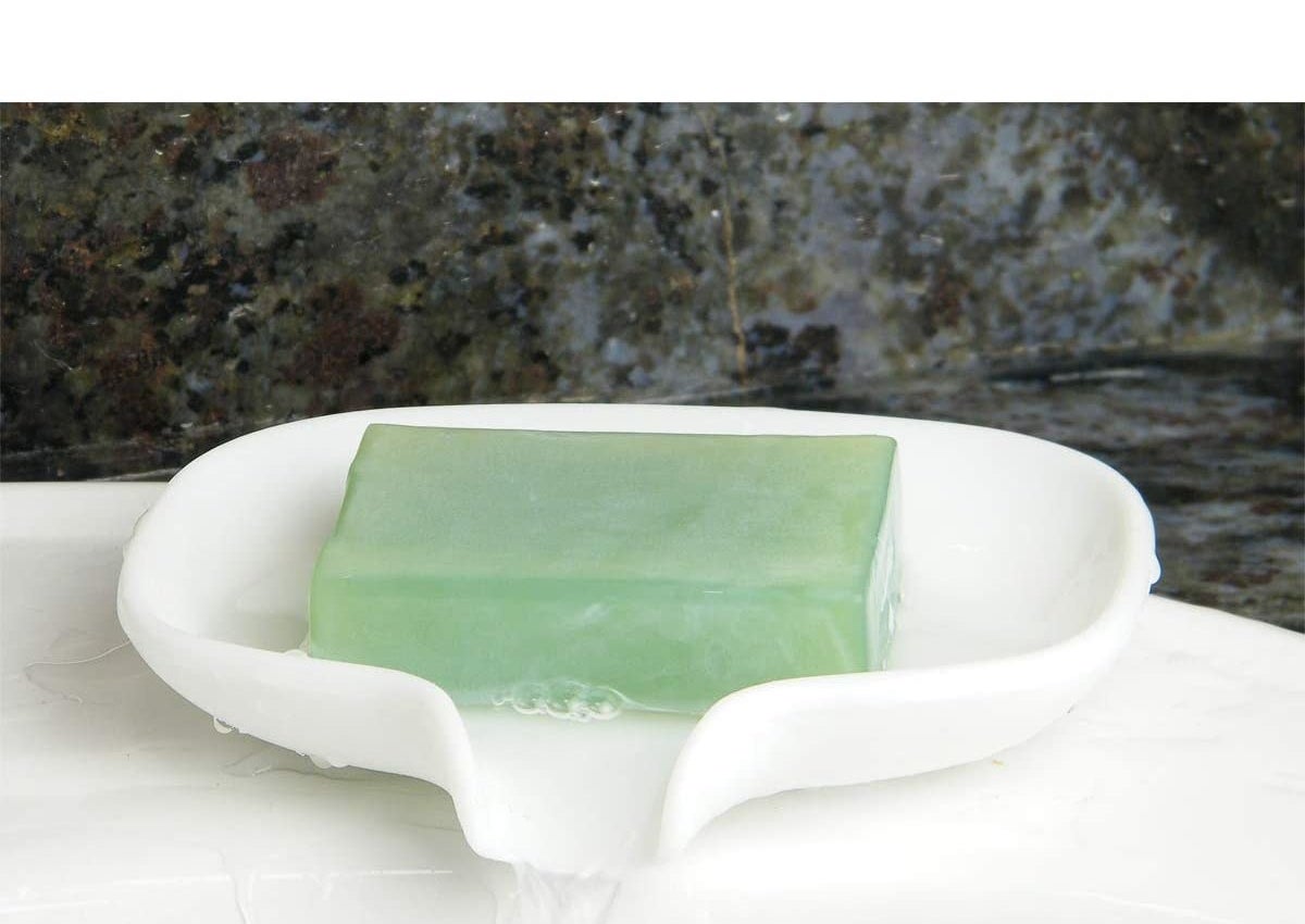 the white silicone dish with soap inside