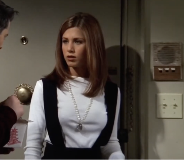 rachel green black and white outfit